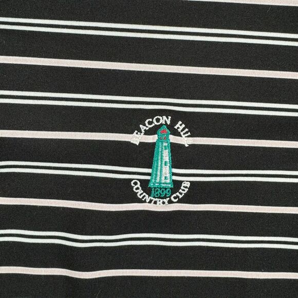 Fairway&Greene Tech Golf Polo Mens L Black Pink Striped Shirt Beacon Hill F&G - Picture 4 of 10